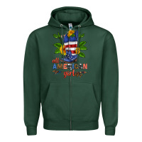 Sports Green all american girl cowboy boot with sunflower Zipper Hoodie - HRA Design Shop