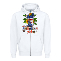 White all american girl cowboy boot with sunflower Zipper Hoodie - HRA Design Shop