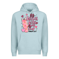 Blue Mist valentine jesus fills my cup Premium Hoodie - MaliasSmallBusiness