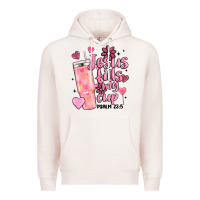 Pale Pink valentine jesus fills my cup Premium Hoodie - MaliasSmallBusiness