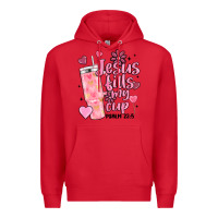 Red valentine jesus fills my cup Premium Hoodie - MaliasSmallBusiness