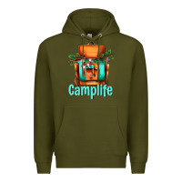 Army Green camp life camp backpack Premium Hoodie - AdoDesignShop