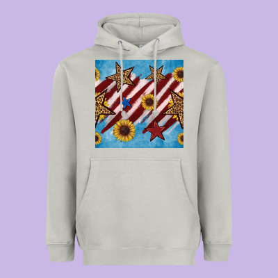 Western Star With Sunflower Seamless Pattern Heavyweight Hoodie Designed By Bundleandbundleshop