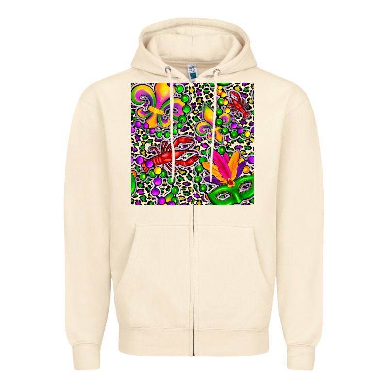 Mardi Gras Crawfish Leopard  Seamless Pattern Zipper Hoodie by FaDigitalArtStudio | Teevron