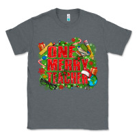Charcoal Heather one merry teacher Classic Tee - texasbilliewilder