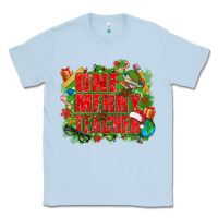 Dusty Blue one merry teacher Classic Tee - texasbilliewilder