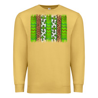 Antique Gold Western St. Patrick's Shamrock Cross Leopard Brushstroke Premium Sweatshirt - Artiststas