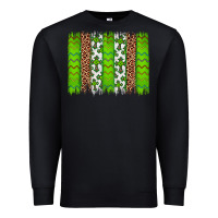Black Western St. Patrick's Shamrock Cross Leopard Brushstroke Premium Sweatshirt - Artiststas