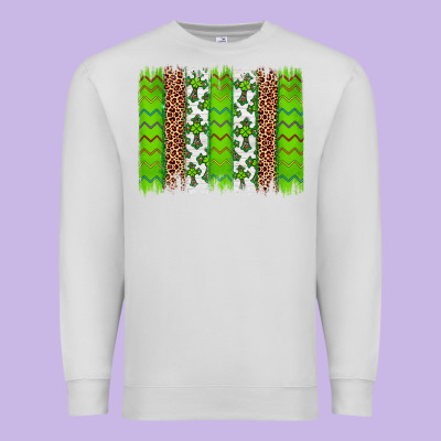 Western St. Patrick's Shamrock Cross Leopard Brushstroke Premium Sweatshirt Designed By Artiststas