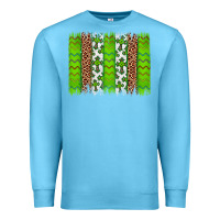 Ocean Blue Western St. Patrick's Shamrock Cross Leopard Brushstroke Premium Sweatshirt - Artiststas