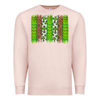 Pale Pink Western St. Patrick's Shamrock Cross Leopard Brushstroke Premium Sweatshirt - Artiststas