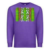 Purple Western St. Patrick's Shamrock Cross Leopard Brushstroke Premium Sweatshirt - Artiststas