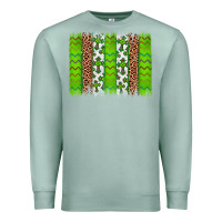 Seafoam Western St. Patrick's Shamrock Cross Leopard Brushstroke Premium Sweatshirt - Artiststas