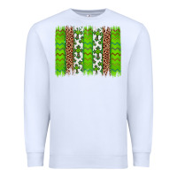 White Western St. Patrick's Shamrock Cross Leopard Brushstroke Premium Sweatshirt - Artiststas