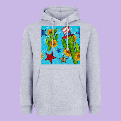 4th Of July Cacti Seamless Pattern Heavyweight Hoodie Designed By Bundleandbundleshop