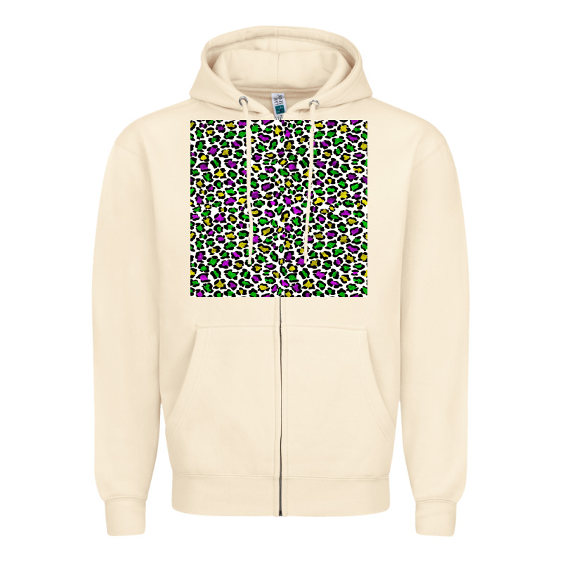 Mardi Gras Leopard  Seamless Pattern Zipper Hoodie by FaDigitalArtStudio | Teevron