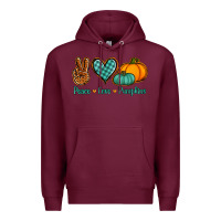 Burgundy Peace love pumpkins Premium Hoodie - NancyCooperArtShop