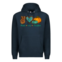 Navy Peace love pumpkins Premium Hoodie - NancyCooperArtShop