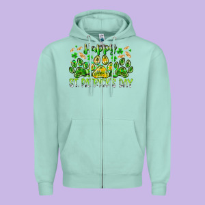 Heppy St. Patricks Day Zipper Hoodie Designed By Racoondesign