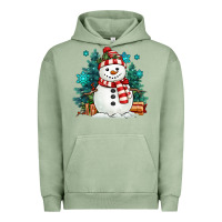 Pigment Oil Green christmas snowman Urban Hoodie - MaliasSmallBusiness