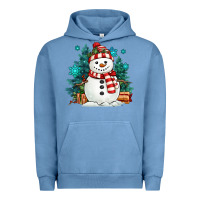 Pigment Pebble Blue christmas snowman Urban Hoodie - MaliasSmallBusiness