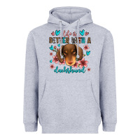 Heather Grey life is better with a dachshund Heavyweight Hoodie - Jasminsmagicworld
