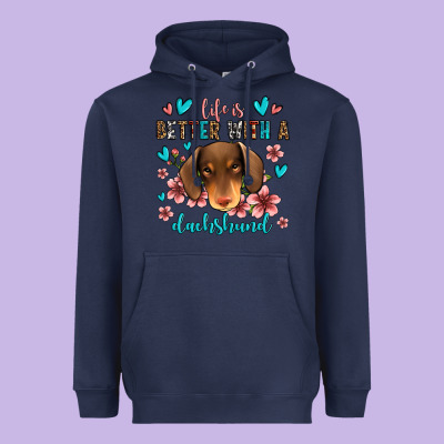 Life Is Better With A Dachshund Heavyweight Hoodie Designed By Jasminsmagicworld
