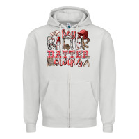 Dove Grey hey batter batter swing Zipper Hoodie - RacoonDesign