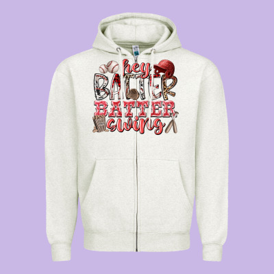 Hey Batter Batter Swing Zipper Hoodie Designed By Racoondesign
