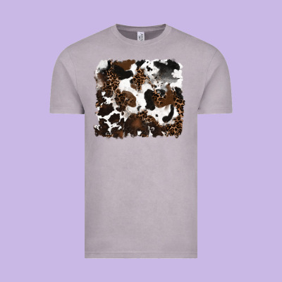 Vintage Tee leopard cowhide background