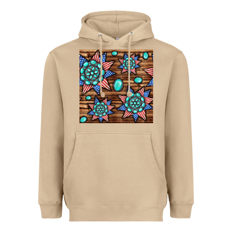 4th Of July Turquoise Gemstone Seamless Pattern Heavyweight Hoodie by BundleAndBundleShop | Teevron