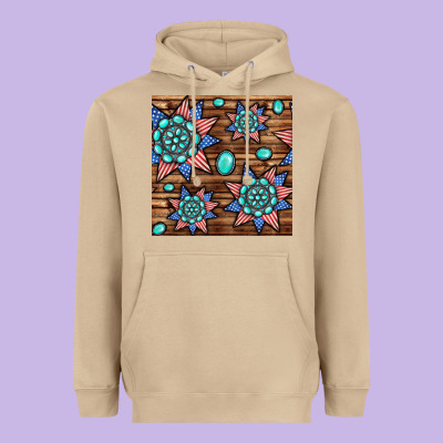 4th Of July Turquoise Gemstone Seamless Pattern Heavyweight Hoodie Designed By Bundleandbundleshop
