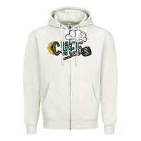 Oatmeal Heather chef Zipper Hoodie - CowhideDigitalArt