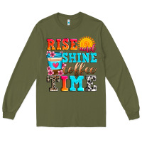 Army Green rise and shine coffee time Long Sleeve Tee - Zillion Design Studio