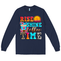 Navy rise and shine coffee time Long Sleeve Tee - Zillion Design Studio