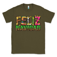 Army Green feliz navidad with pattern Classic Tee - texasbilliewilder