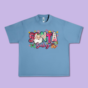 Pink Santa Baby Christmas Urban Heavy Tee Designed By Zillion Design Studio