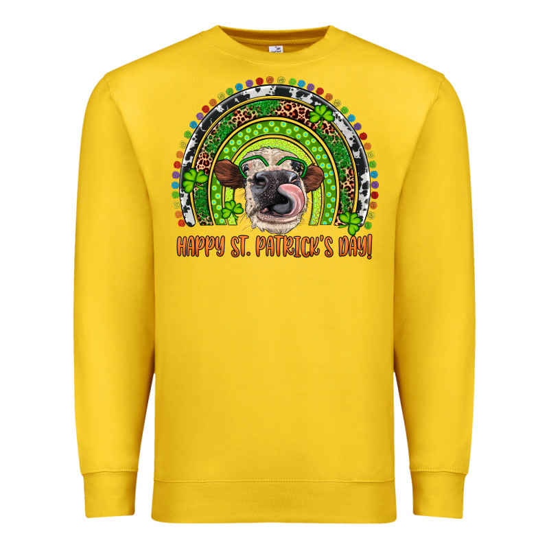 Western Happy St. Patrick's Day Cow Rainbow Premium Sweatshirt by Artiststas | Teevron