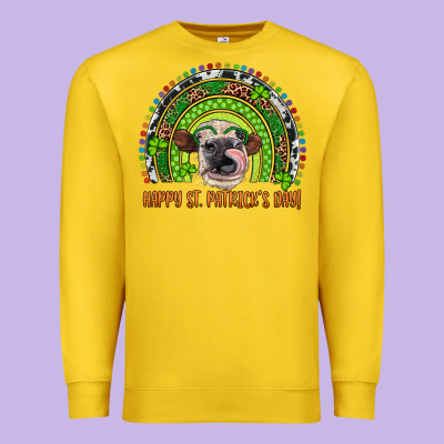 Western Happy St. Patrick's Day Cow Rainbow Premium Sweatshirt Designed By Artiststas