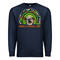 Navy Western Happy St. Patrick's Day Cow Rainbow Premium Sweatshirt - Artiststas