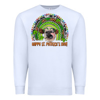White Western Happy St. Patrick's Day Cow Rainbow Premium Sweatshirt - Artiststas