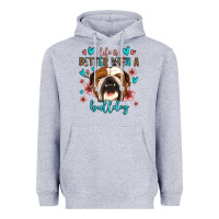Heather Grey life is better with a bulldog Heavyweight Hoodie - Jasminsmagicworld
