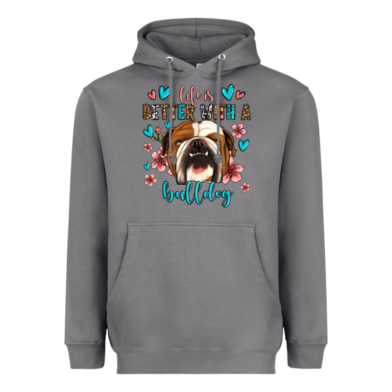 Life Is Better With A Bulldog Heavyweight Hoodie by Jasminsmagicworld | Teevron