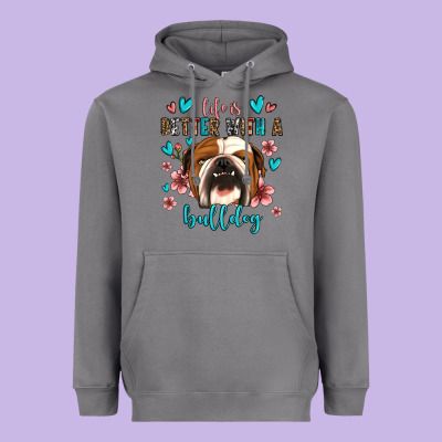 Life Is Better With A Bulldog Heavyweight Hoodie Designed By Jasminsmagicworld