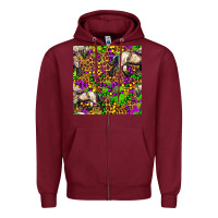 Burgundy mardi gras leopard horse seamless pattern Zipper Hoodie - FaDigitalArtStudio