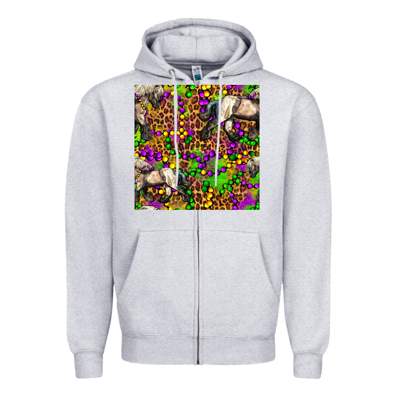 Mardi Gras Leopard Horse Seamless Pattern Zipper Hoodie by FaDigitalArtStudio | Teevron
