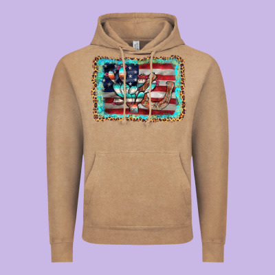 Flag Cactus Horseshoe Vintage Hoodie Designed By Adodesignshop