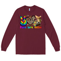 Burgundy peace love  coffee Long Sleeve Tee - Zillion Design Studio