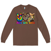 Chestnut peace love  coffee Long Sleeve Tee - Zillion Design Studio