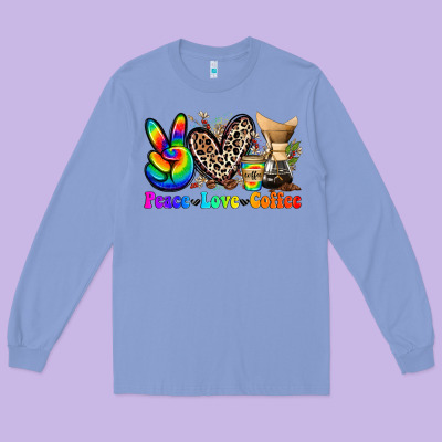 Peace Love  Coffee Long Sleeve Tee Designed By Zillion Design Studio